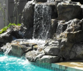 waterfall over pool
